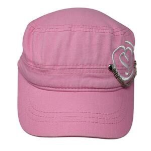 Pugs Strapback Cadet Army Cap Hat Pink One Size Embroidered Chain
